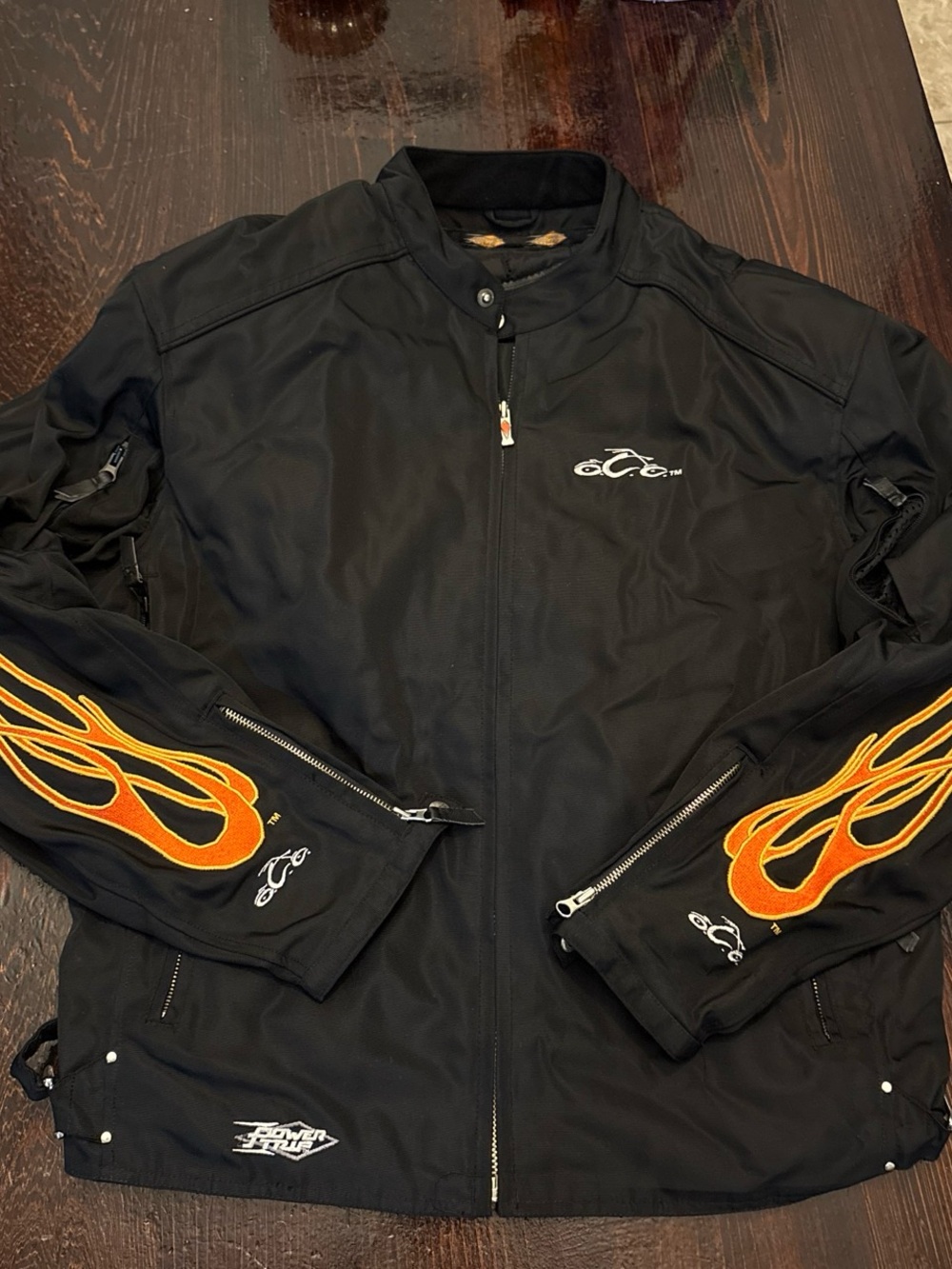Orange County Choppers Men's XL Riding Jacket with Orange Flame Accents